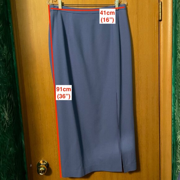 Bellessa Blue 2 piece blazer and skirt with front slit - Picture 8 of 10